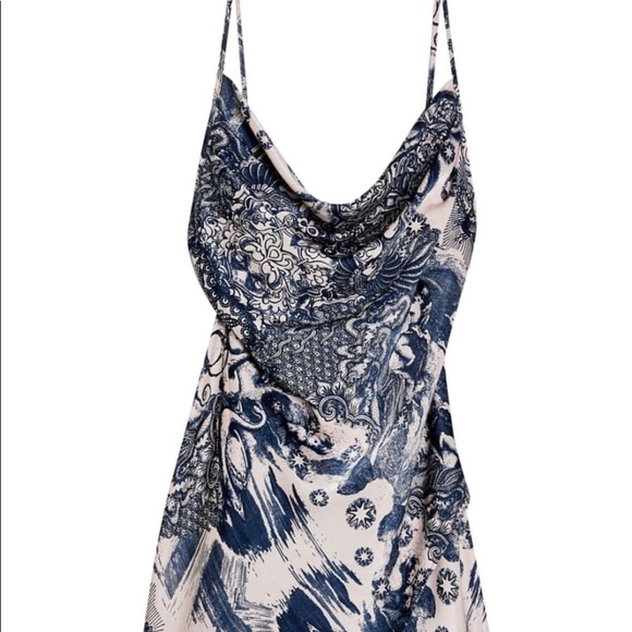 idol pink and blue tattoo print dress ADRIANA HOT COUTURE